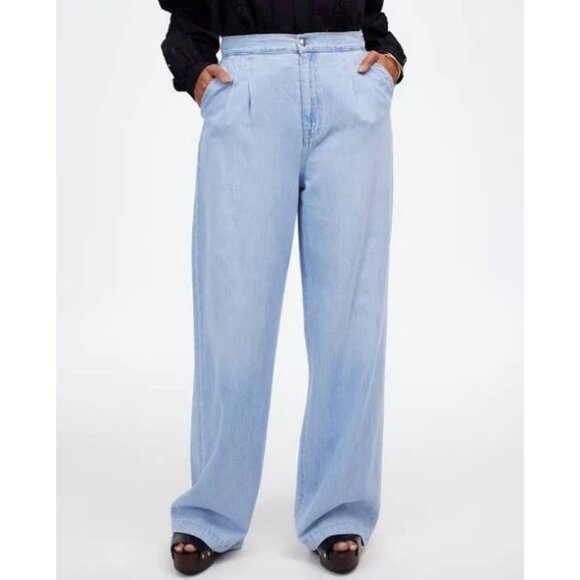 NEW Madewell The Harlow Wide-Leg Jean Airy Denim BLUE SIZE 33/100%AUTHENTIC - Picture 2 of 5